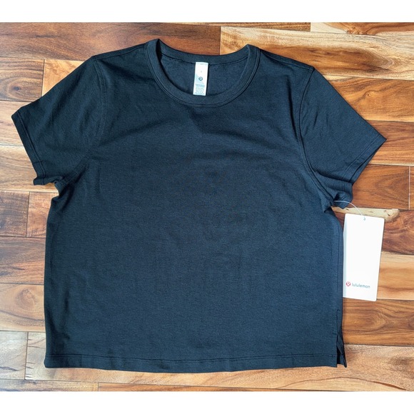 Lululemon Tops - Lululemon Classic-Fit Cotton-Blend Tee Black Size 6 NWT